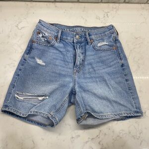 American Eagle Outfitters Blue Distressed Jean Shorts